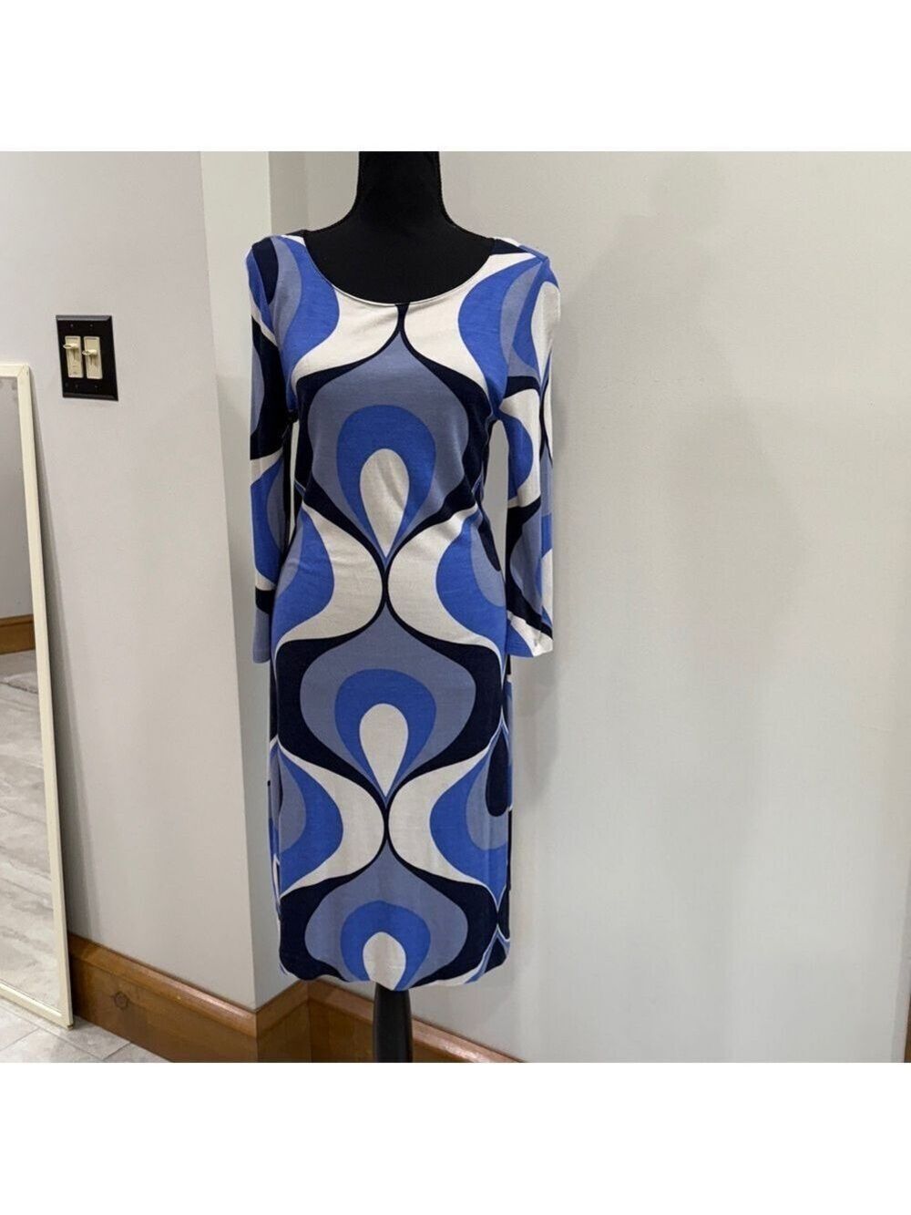 Boden mod swirl half sleeve knee length midi dress retro size 6 R